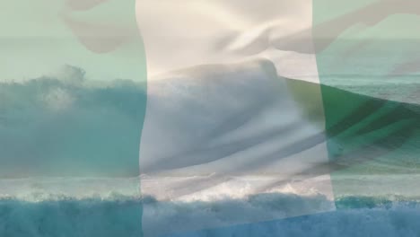 Digital-composition-of-waving-nigeria-flag-against-waves-in-the-sea