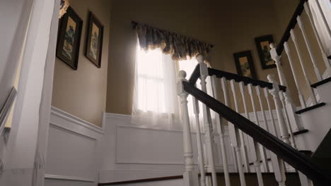 sunny staircase in typical american house