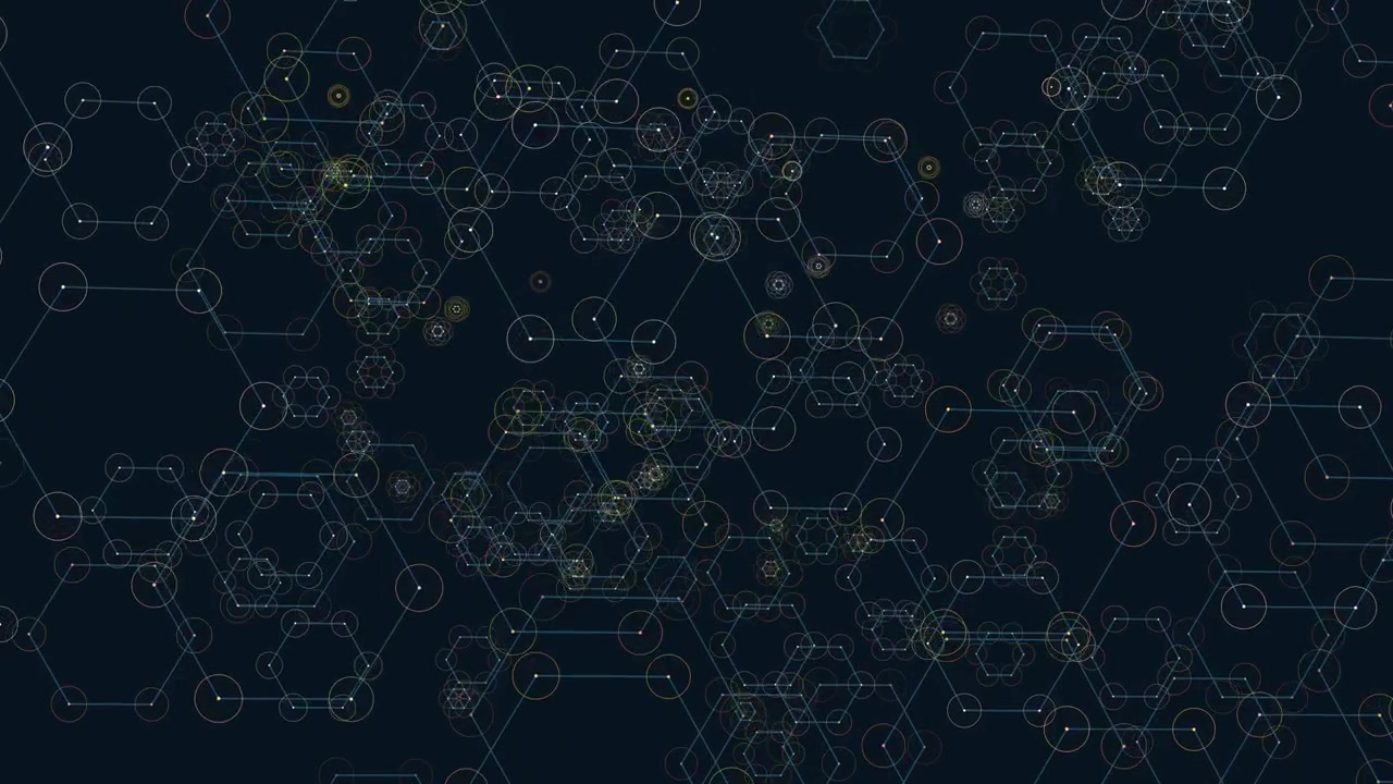 Interconnected hexagon network intricate pattern of interlinked hexagons in circular arrangement
