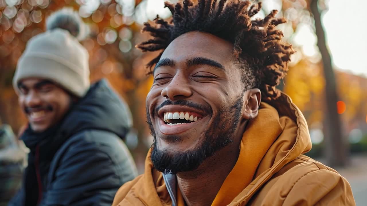 Happy Men Laughing Outdoors