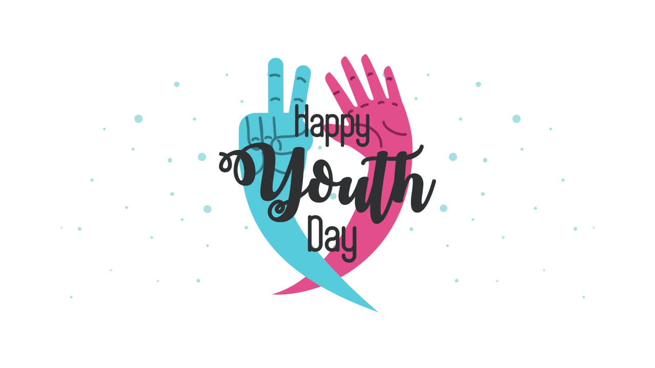 国際若者デー 祝い 色と手
