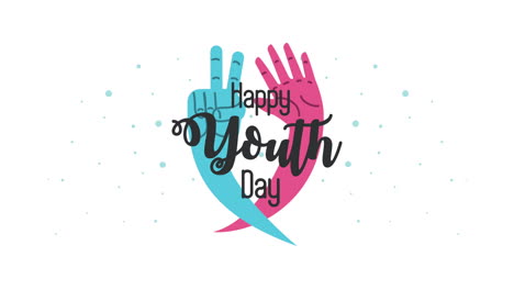 happy international youth day celebration with colors hands