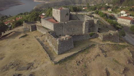 lindoso castle and espigueiros by drone, portugal