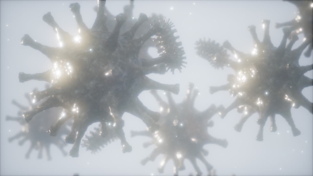 Bacteria virus or germs microorganism cells under microscope with depth