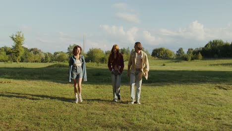 friends walking in a park