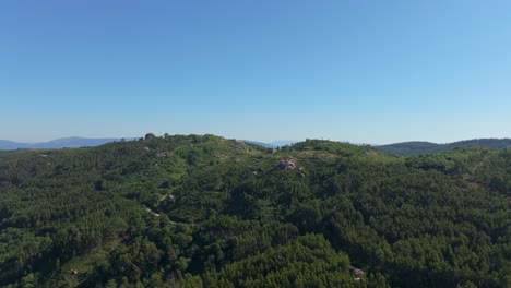 Lush-Green-Mountains-In-Ponteareas,-Spain---Aerial-Drone-Shot