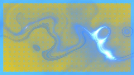Animation-Der-Bewegung-Blau-Leuchtender-Flüssiger-Energie-Auf-Gelbem-Hintergrund-Mit-Bewegten-Verbindungen