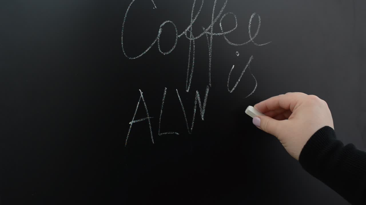 Iscrizione su una lavagna in un caffè. Scritta a gesso su lavagna.