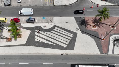 atlantica avenue at copacabana beach in rio de janeiro brazil