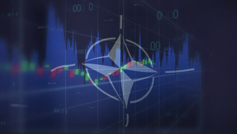 Animation-Der-Datenverarbeitung-über-Der-NATO-Flagge