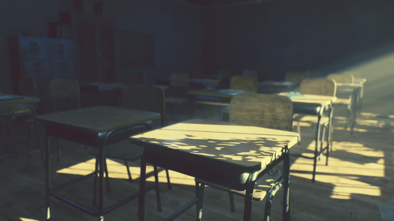 빛이 아오르는  빈 교실