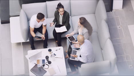 high angle a group of businesspeople having