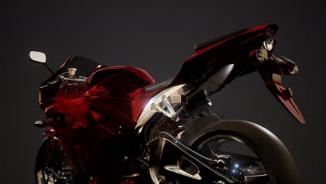 Moto-Sport-Bike-En-Estudio-Oscuro-Con-Luces-Brillantes