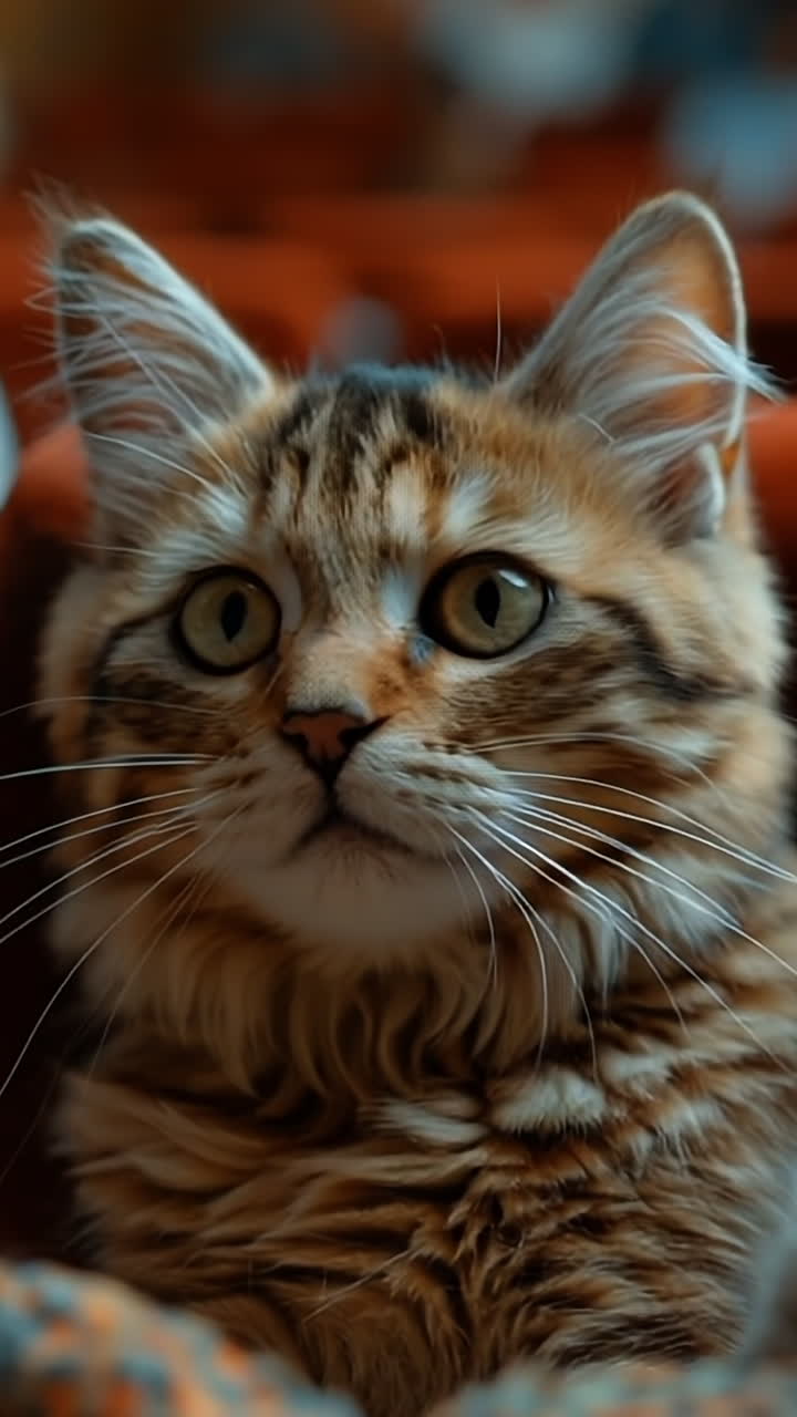 Cats enjoy movie night with popcorn. Two cats sit side by side in a theater, one holding a cup of popcorn, ready to enjoy the movie experience.