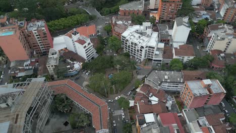 Aerial-View-Flying-Over-El-Penon-Park-at-Sunset