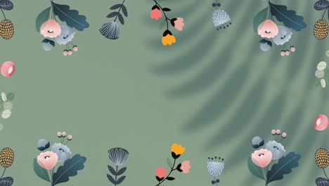 animation of floral pattern with copy space on green background