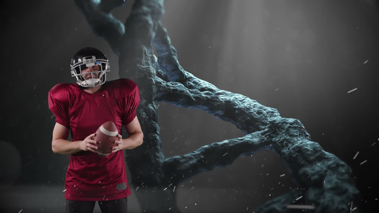 아메리칸 볼 선수에 대한 dna 스트랜드 스핀링 및 데이터 처리의 애니메이션