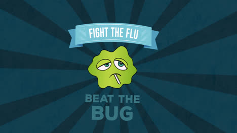 animation of fight the flu text over lines on green background