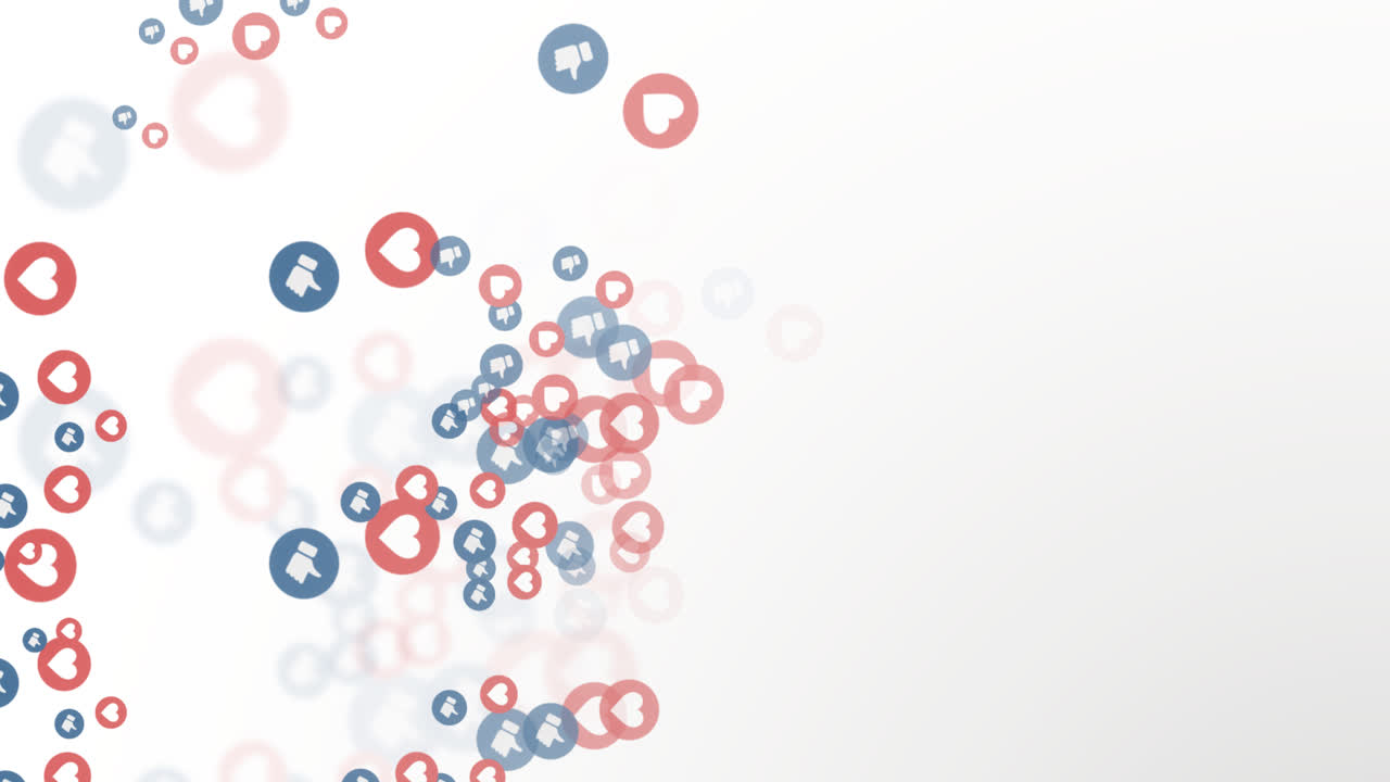 페이스북 라이크와 심장 배경의 모션 그래픽