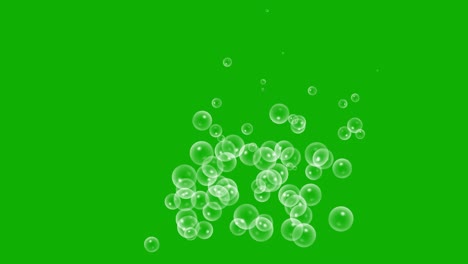 flying soap bubbles motion graphics with green screen background