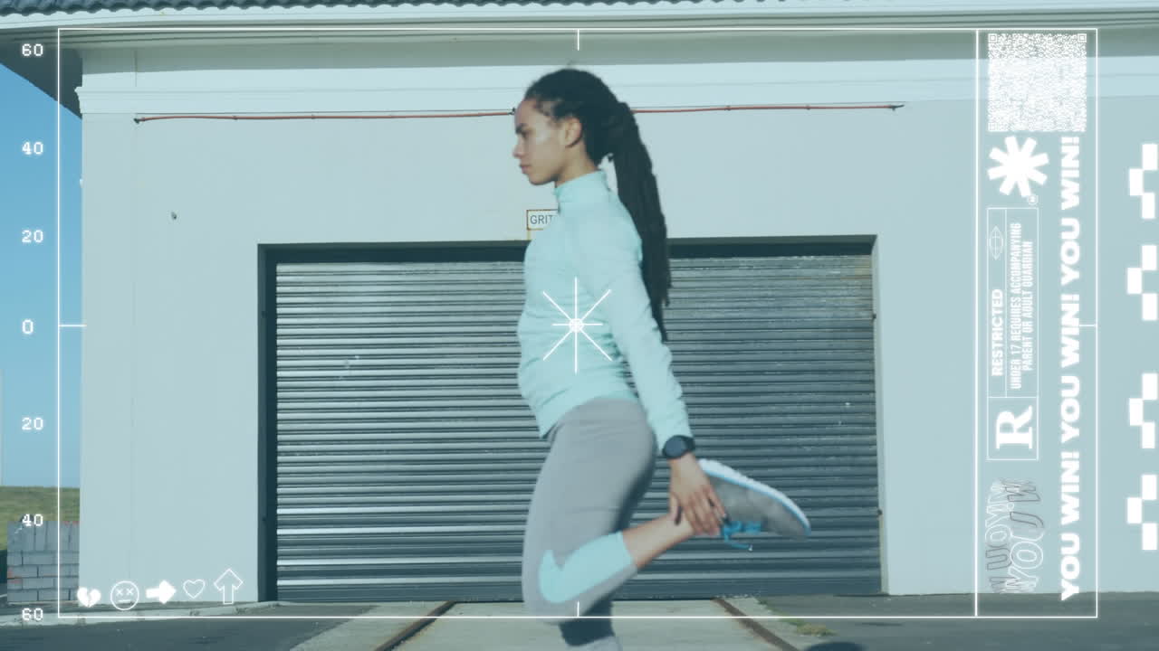 밖에서 운동하는 여성에 대한 통계와 그래프의 애니메이션