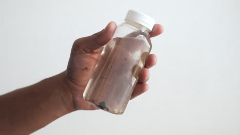 dirty water in plastic bottle