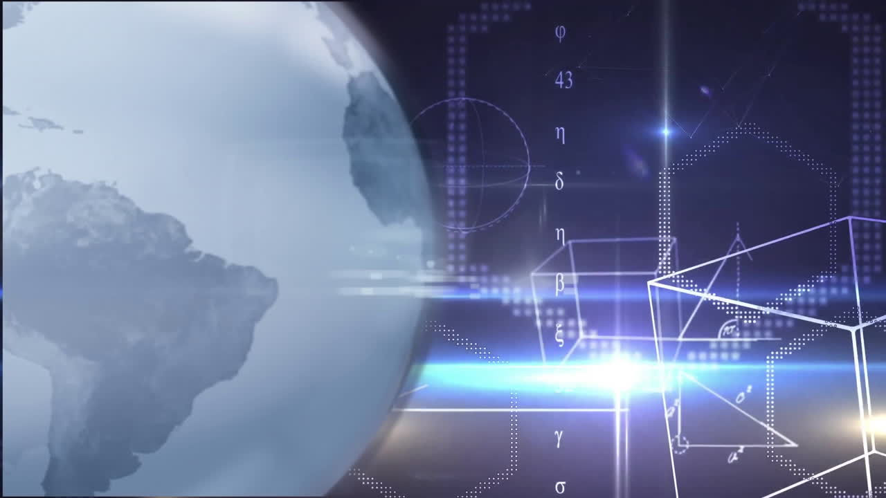 전 세계에 걸쳐 연결과 데이터 처리의 애니메이션