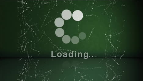 rotating circles on green background with loading text animation