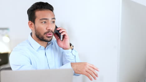 young business man on a phone call