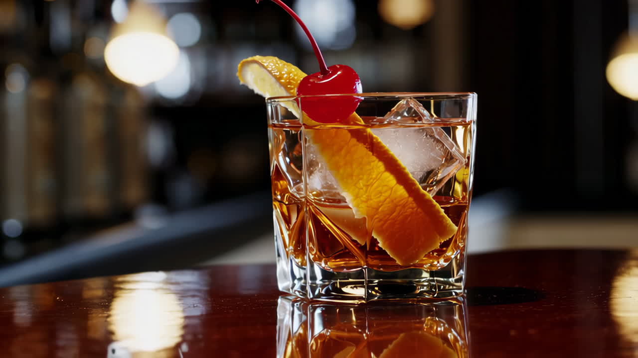 Old Fashioned Cocktail at a Bar