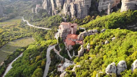 beautiful shot of a monastery built on a rock