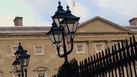 Leinster-House-Dublin-home-of-the-Irish-Parliament-showing-the-tricolour-flying-in-the-breeze