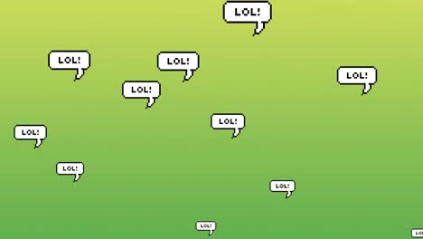 lol text on speech bubbles floating against green background