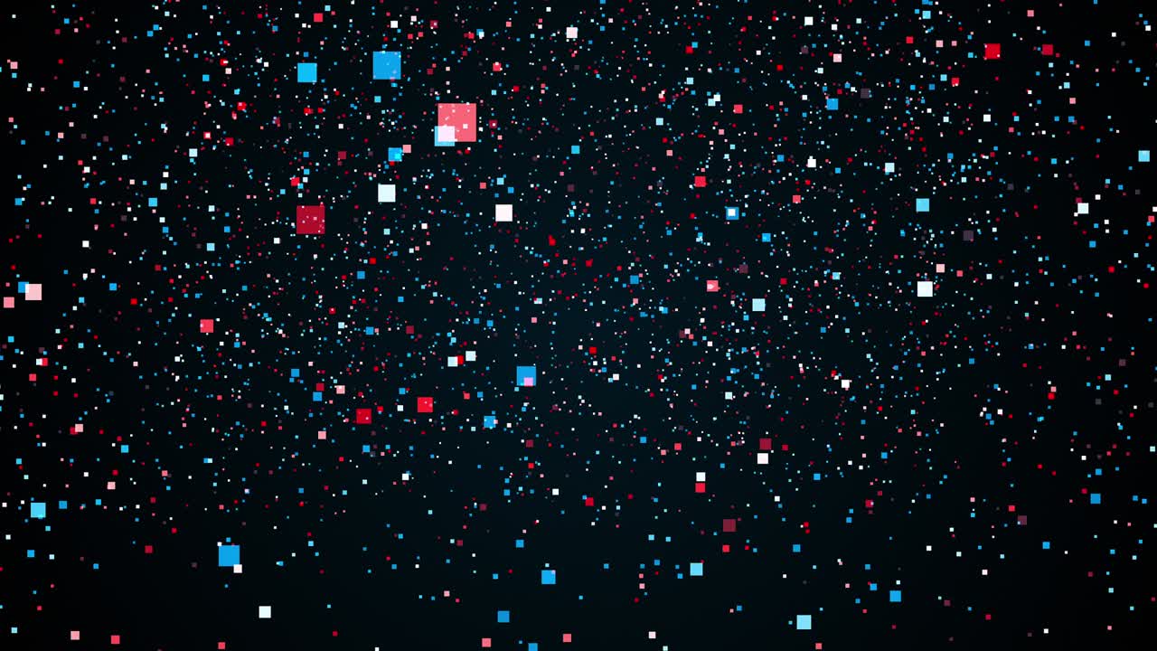 날아다니는 다채로운 직사각형 입자, 컴퓨터 생성 3d 렌더링 추상적인 배경