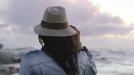 woman at the beach sunset