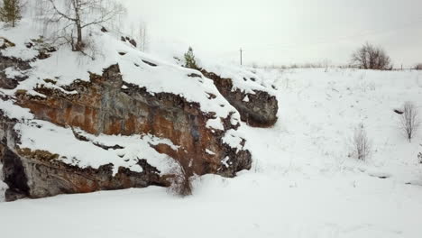 snowy rocky landscape in winter