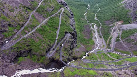 Troll&#039;s Path Trollstigen or Trollstigveien winding mountain road.