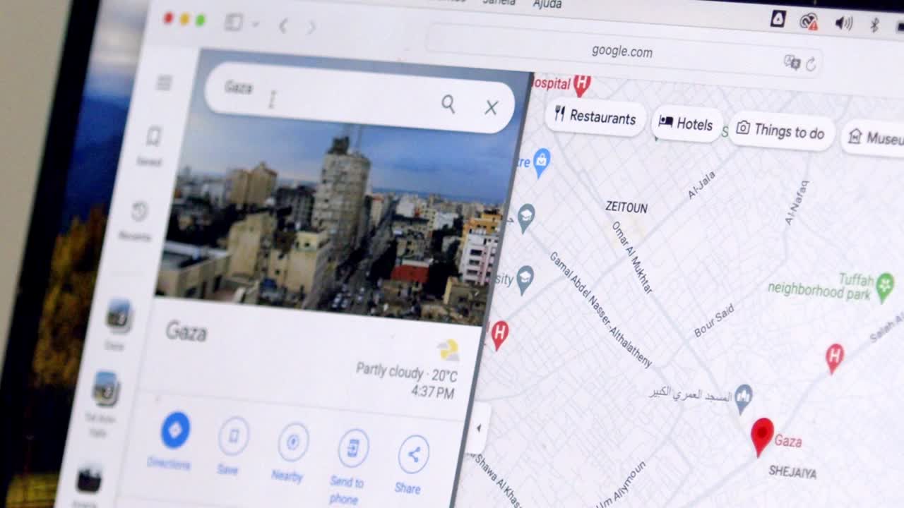 buscando personas desaparecidas en un mapa en línea de la franja de gaza