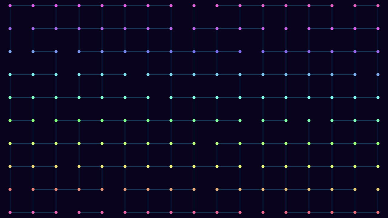 活気のあるレインボーグリッド 線でつながったカラフルな点