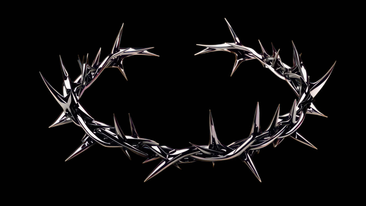 Thorny crown symbolizing suffering animation isolated asset, transparent 4K video, alpha channel