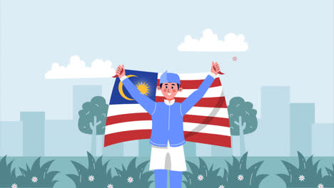 una animación de ilustración plana para la celebración del día de la independencia de malasia