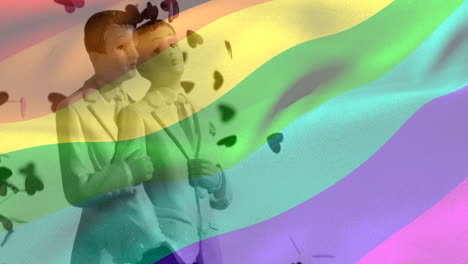 estatua de una pareja gay con bandera del arco iris