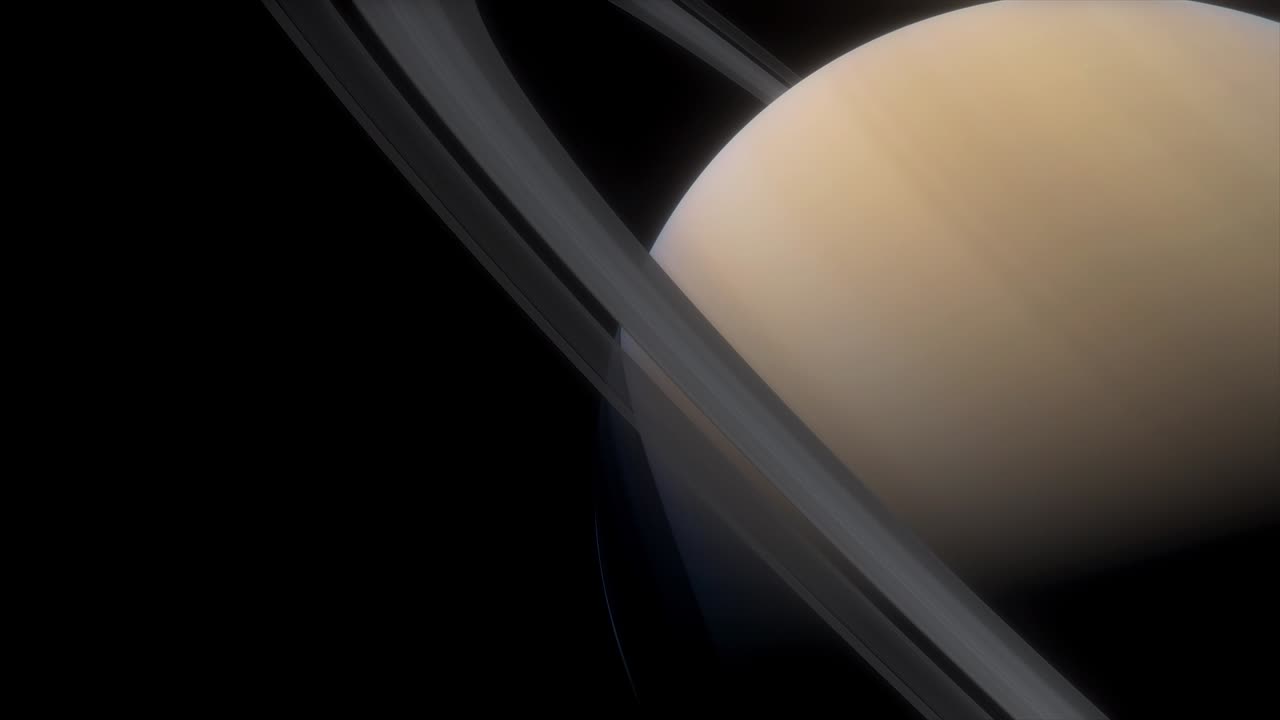 Saturn is a huge planet of the solar system with beautiful rings. Cinematic animation of planet Saturn