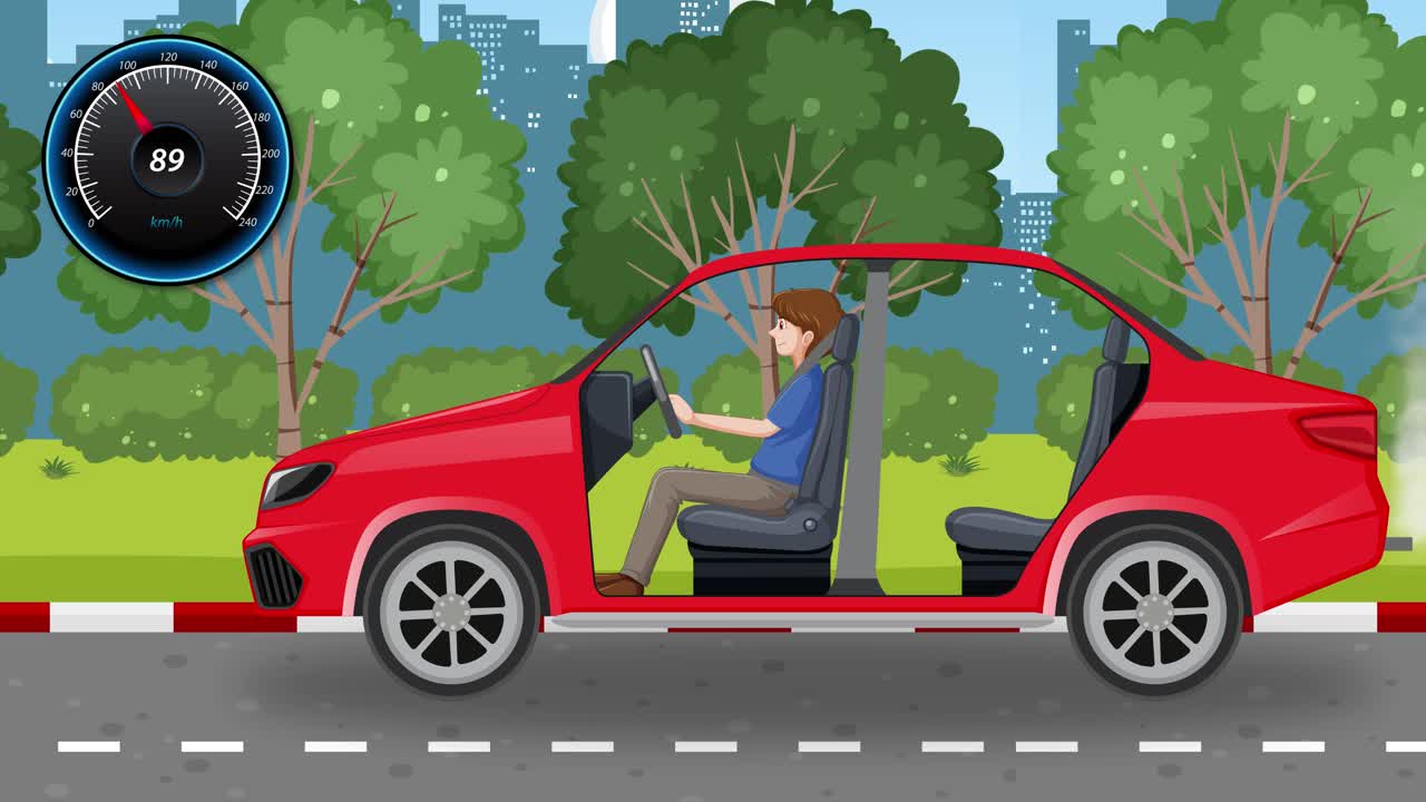 자동차 타이어 폭발과 그 후의 정지 애니메이션.