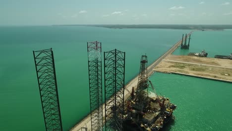aerial view of an offshore drilling rig near the ocean in mexico