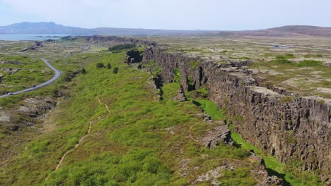 Beautiful-aerial-over-the-mid-Atlantic-Ridge-at-Thingvellir-Iceland