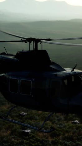 helicopter flying over mountains