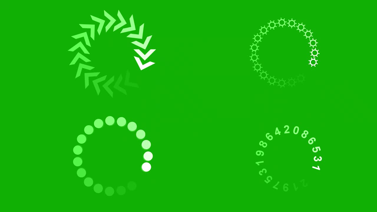 Different loading processes motion graphics with green screen background