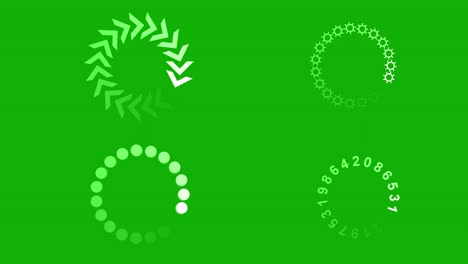 diferentes procesos de carga gráficos de movimiento con fondo de pantalla verde