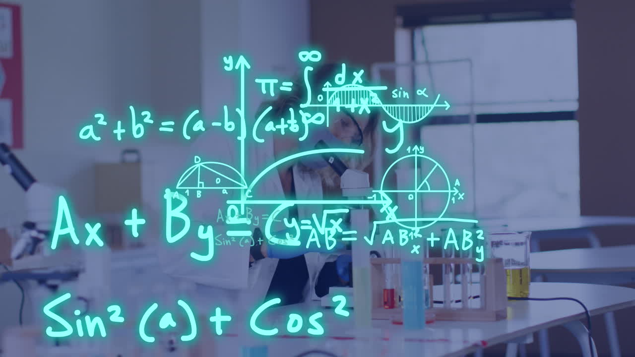 백인 여성 학생에 대한 데이터 처리 애니메이션